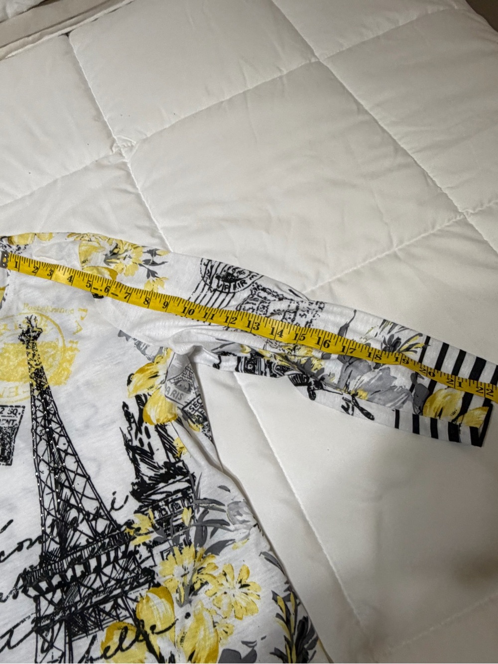 Women's Paris Print Floral Long Sleeve Top - White, Yellow & Gray. Worn one time - Picture 4 of 11